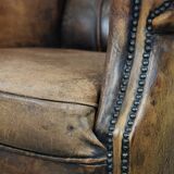 Unique large sheepskin Chesterfield wingback armchair in English style