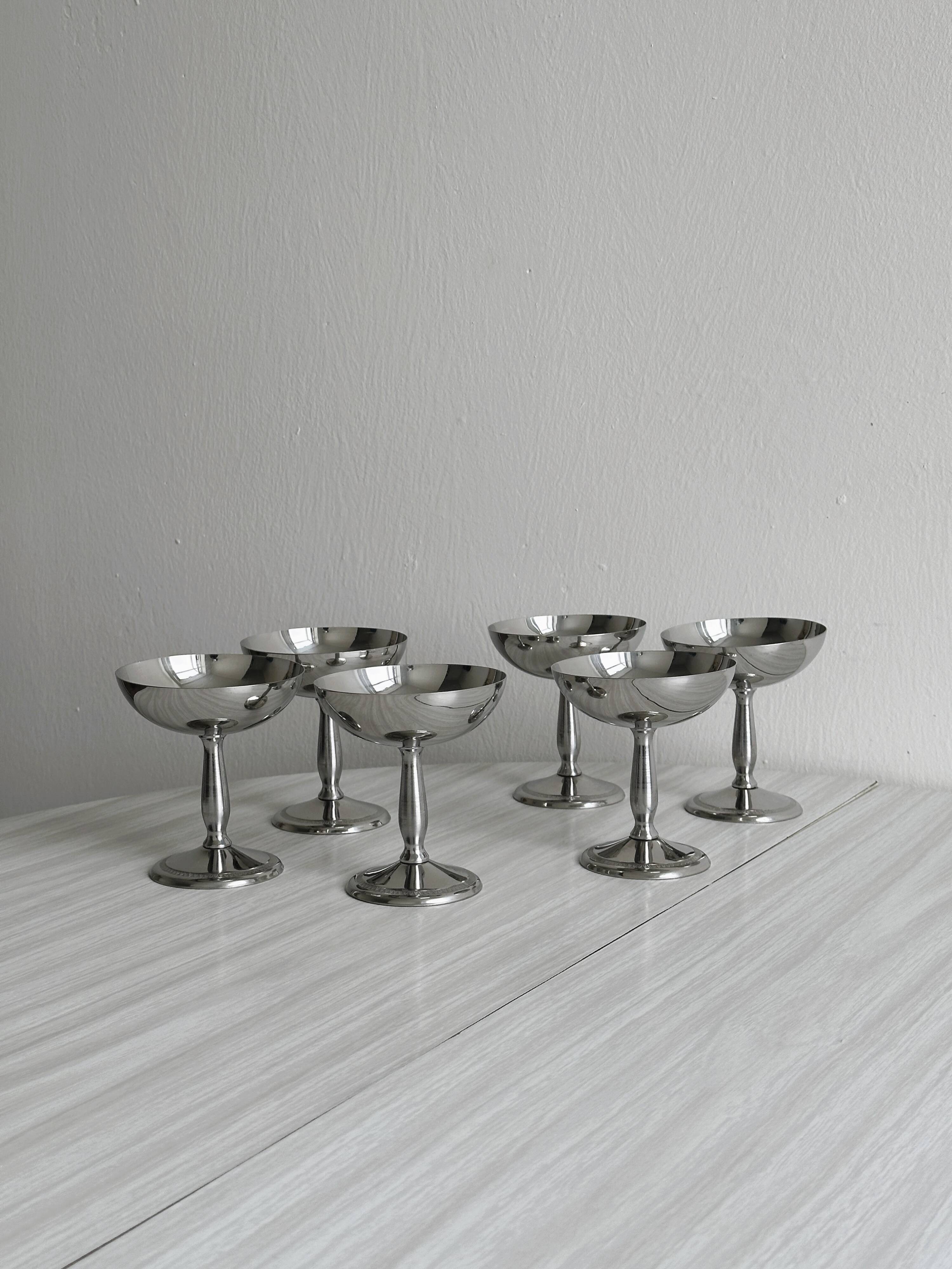 6 stainless steel footed bowls, Letang Remy style