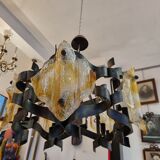 Chandelier iron struck & murano glass, 1970