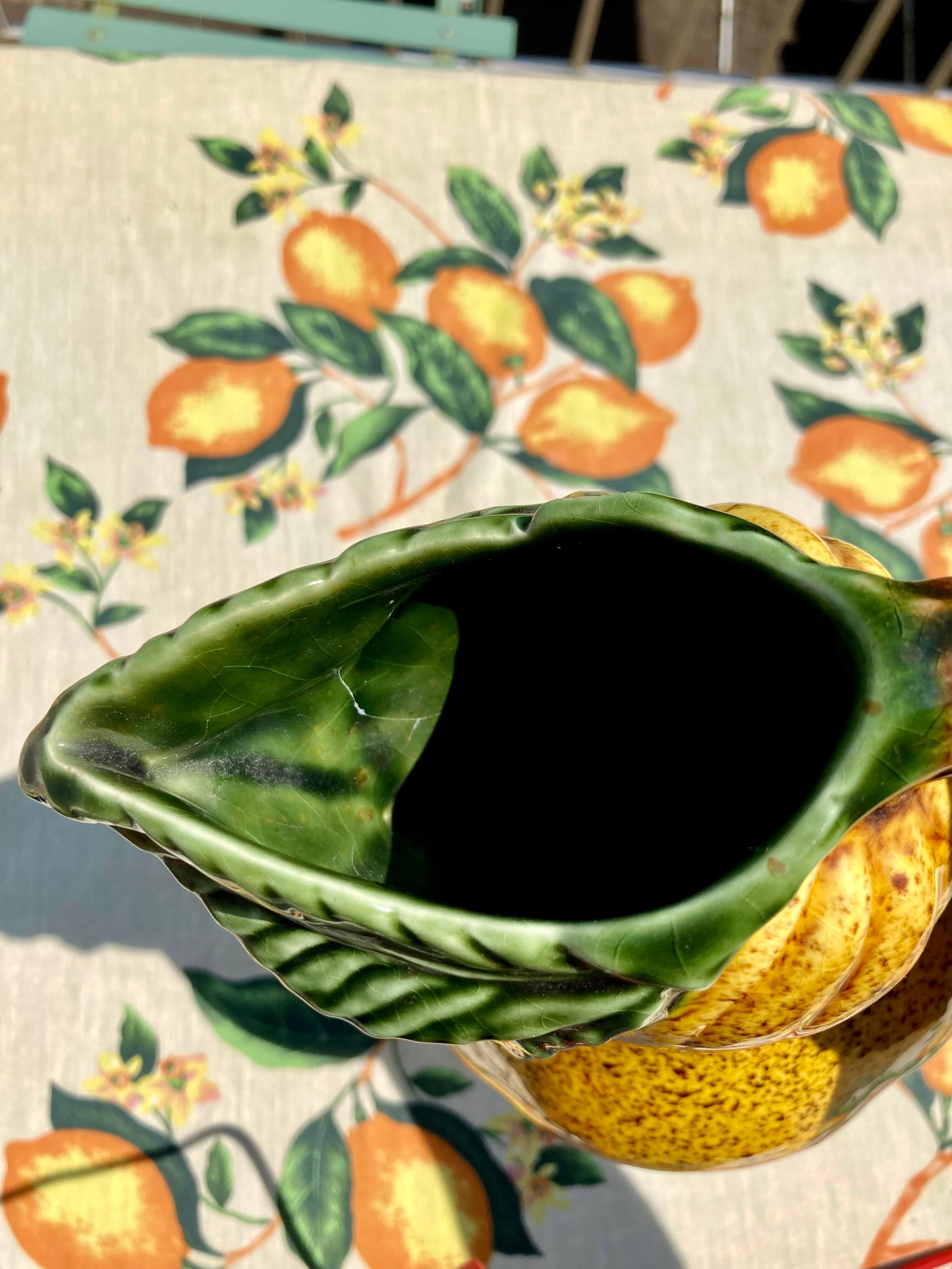 Pitcher in the shape of fruit, pear, slip