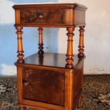 Chevet ancien Louis Philippe en ronce de noyer époque XIXé