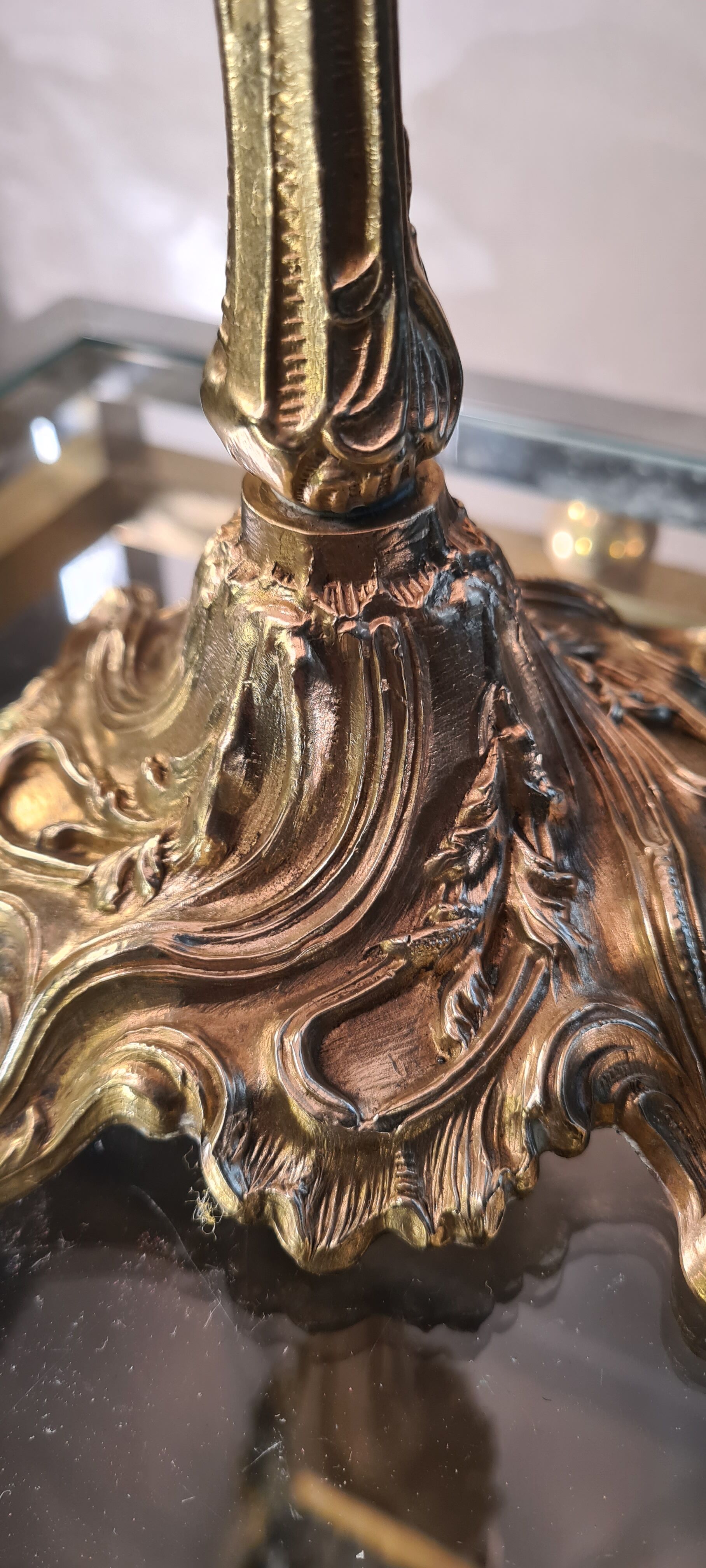 Bronze lamp rocaille style, 38x20, electricity to standard