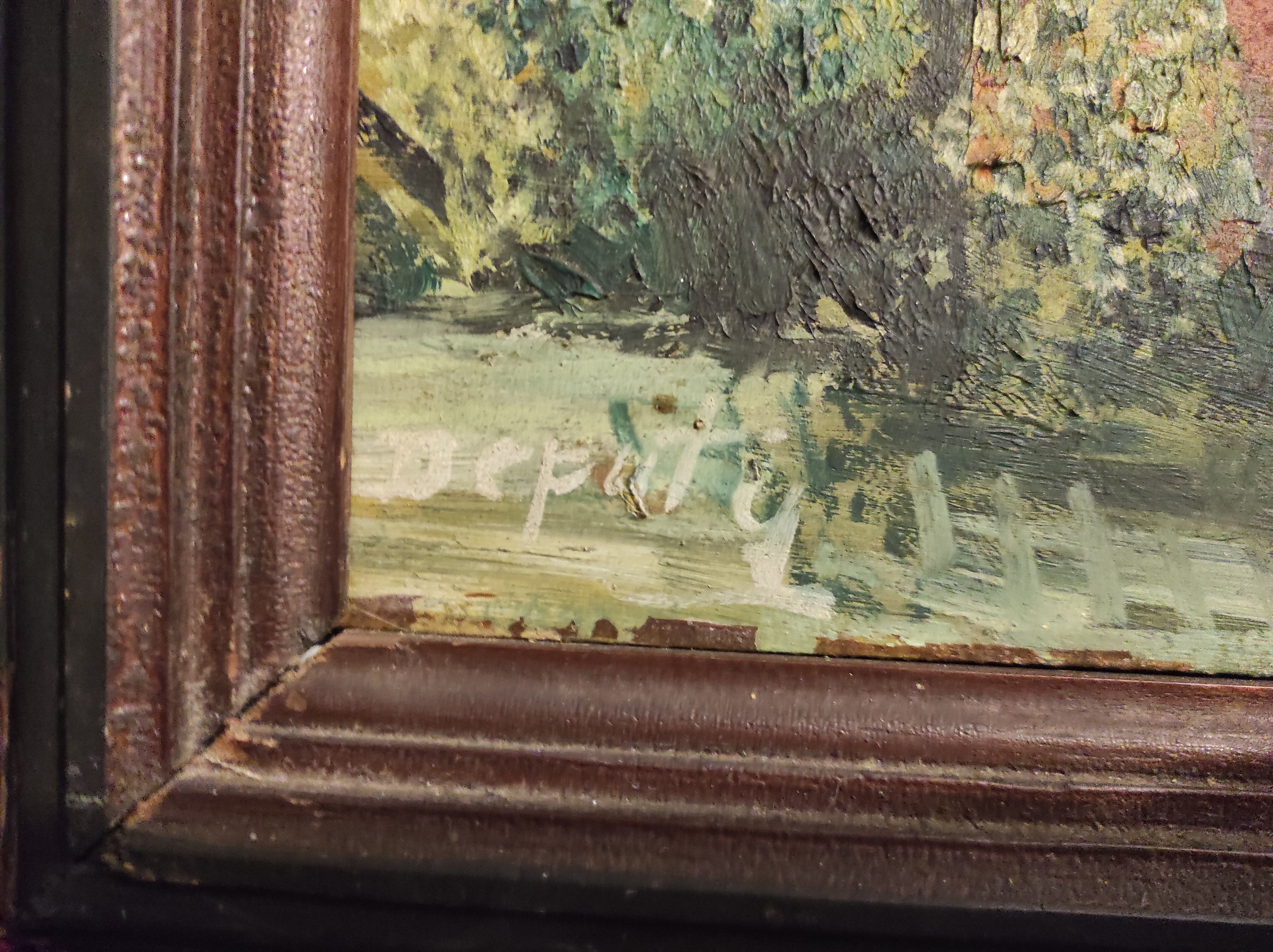 French vintage oil painting, signed Deputy