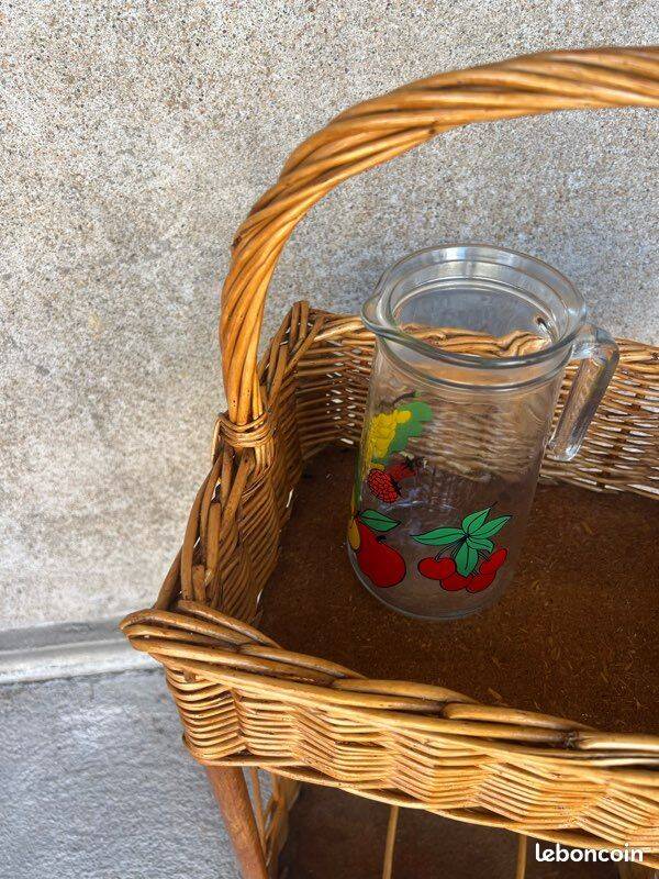 Vintage wicker bottle rack