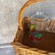 Vintage wicker bottle rack