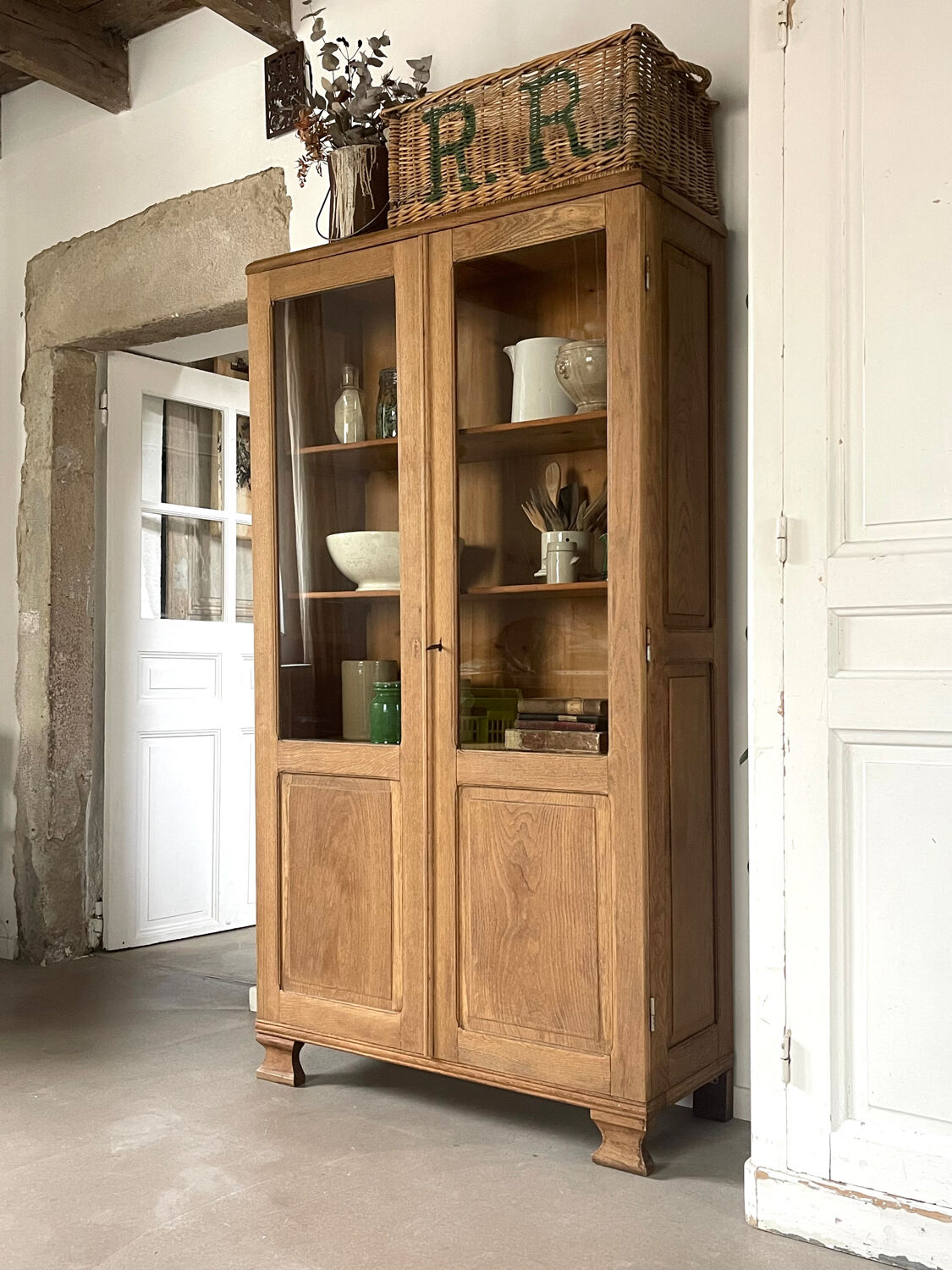 Oak display cabinet