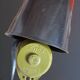 Vintage orange enameled metal pendant light – space age design – 1970s
