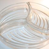 Plateau bois poignées chromées à 3 compartiments verre art déco