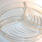 Plateau bois poignées chromées à 3 compartiments verre art déco