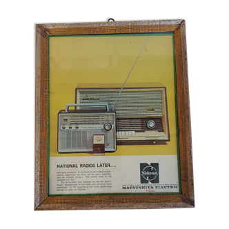 Old advertisement Matsushita radio original paper print under old frame