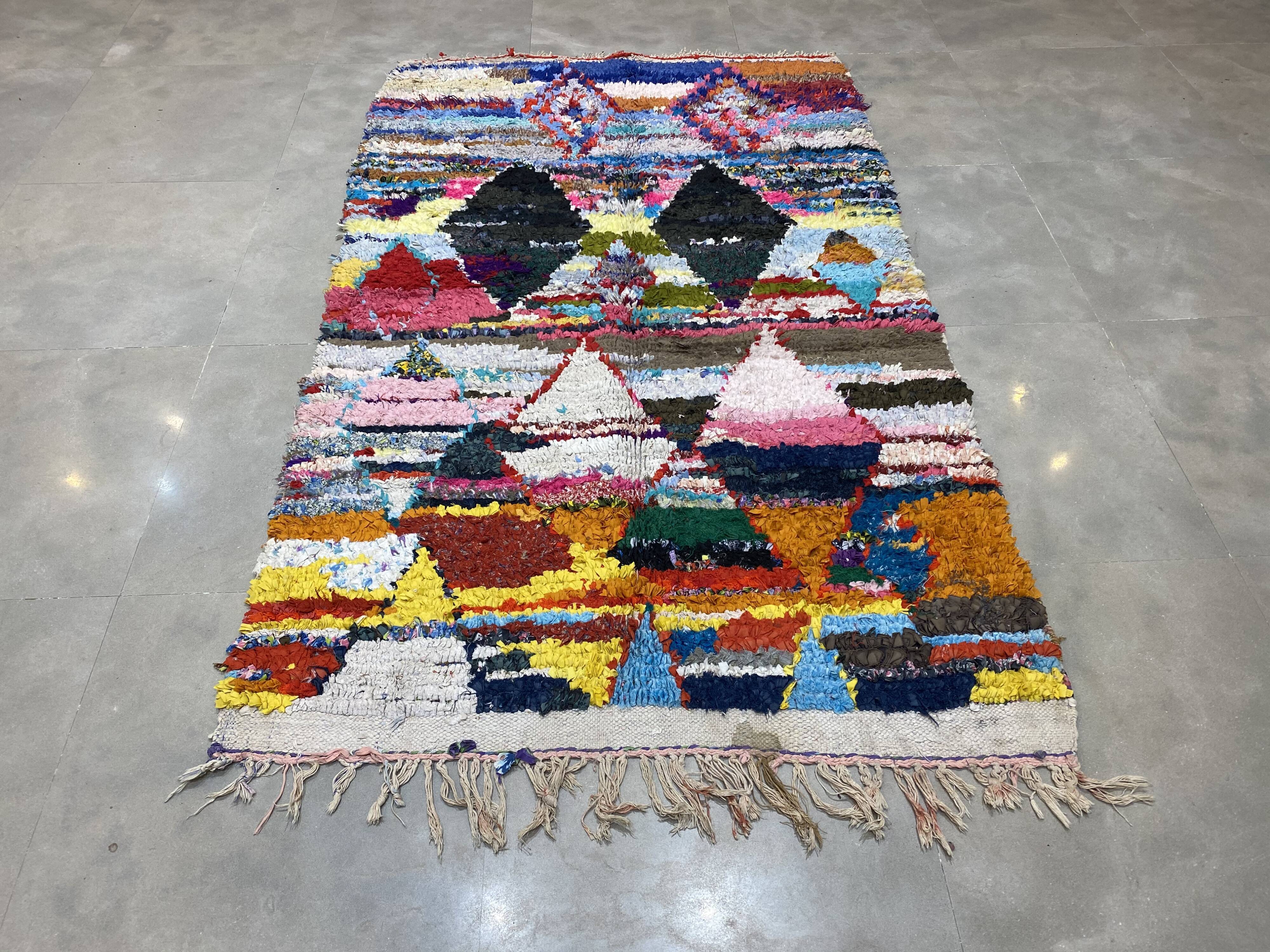Multicolor carpet in boucherouite fabric 117x195cm