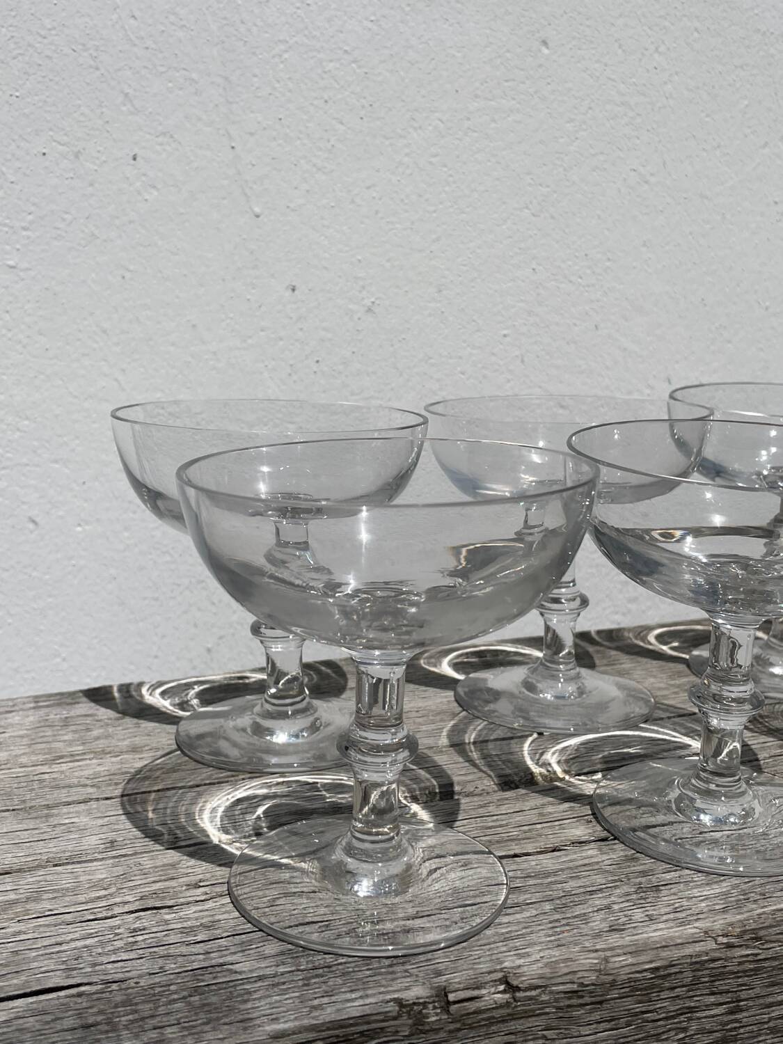 8 antique blown glass cocktail glasses