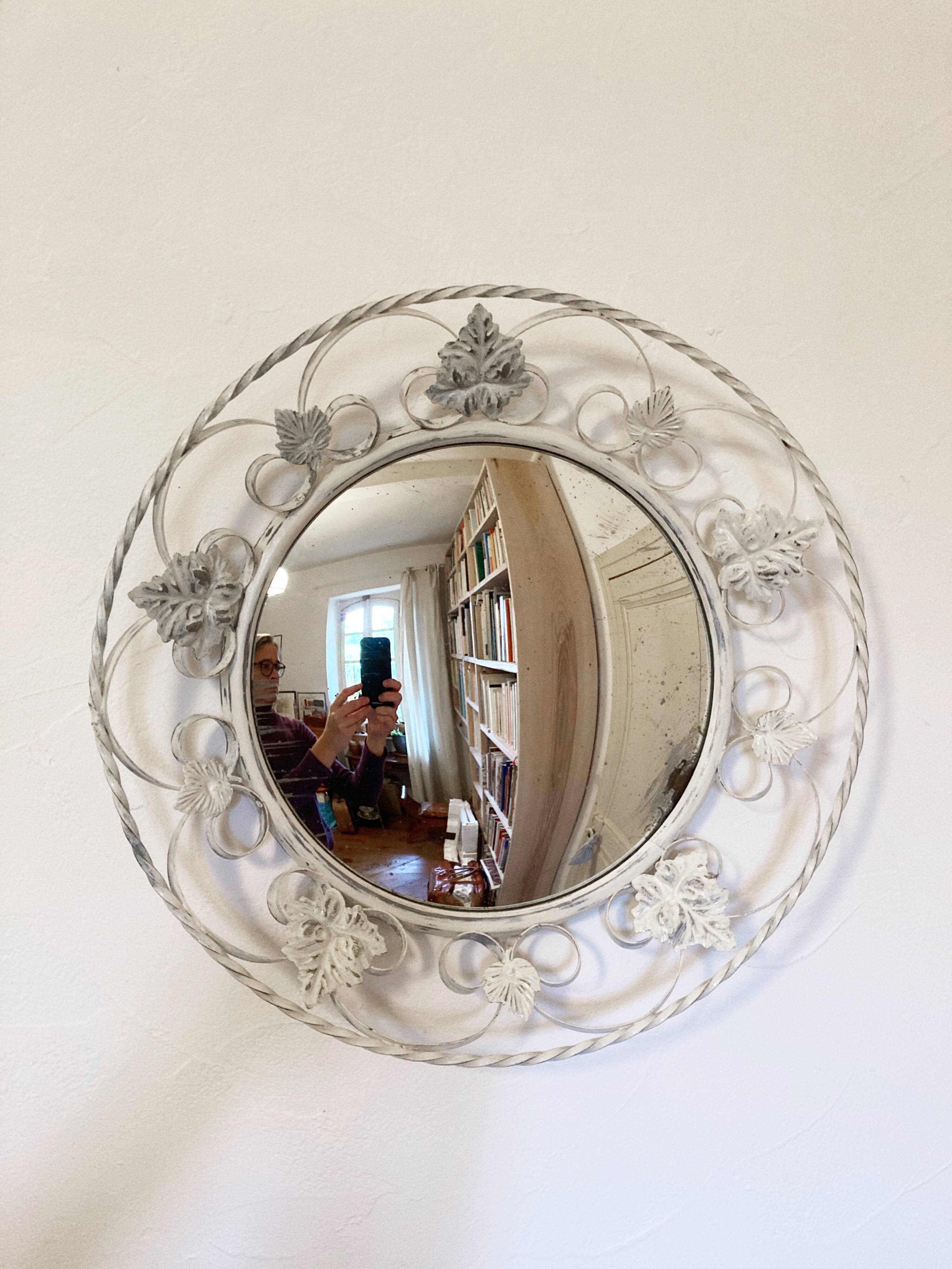 Miroir convexe en fer forgé, Angleterre années 1950