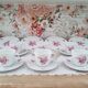 Coffee set 16 pieces porcelain bavaria white décor pink roses