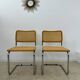 Lot of 2 identical caned chairs Cesca B32 design Marcel Breuer 1970 Made in Italy vintage