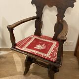 Pair of carved solid wood Dolomites armchairs