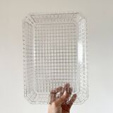 Plat en verre ciselé transparent ancien