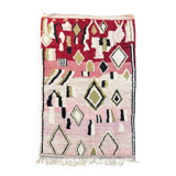Pink and red Berber Boujad rug in wool, bohemian decor.