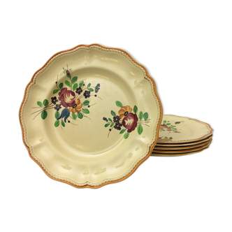 6 assiettes plates faïencerie « longchamp – france »