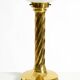 Large 1960s brass column-style table lamp with frosted glass globe