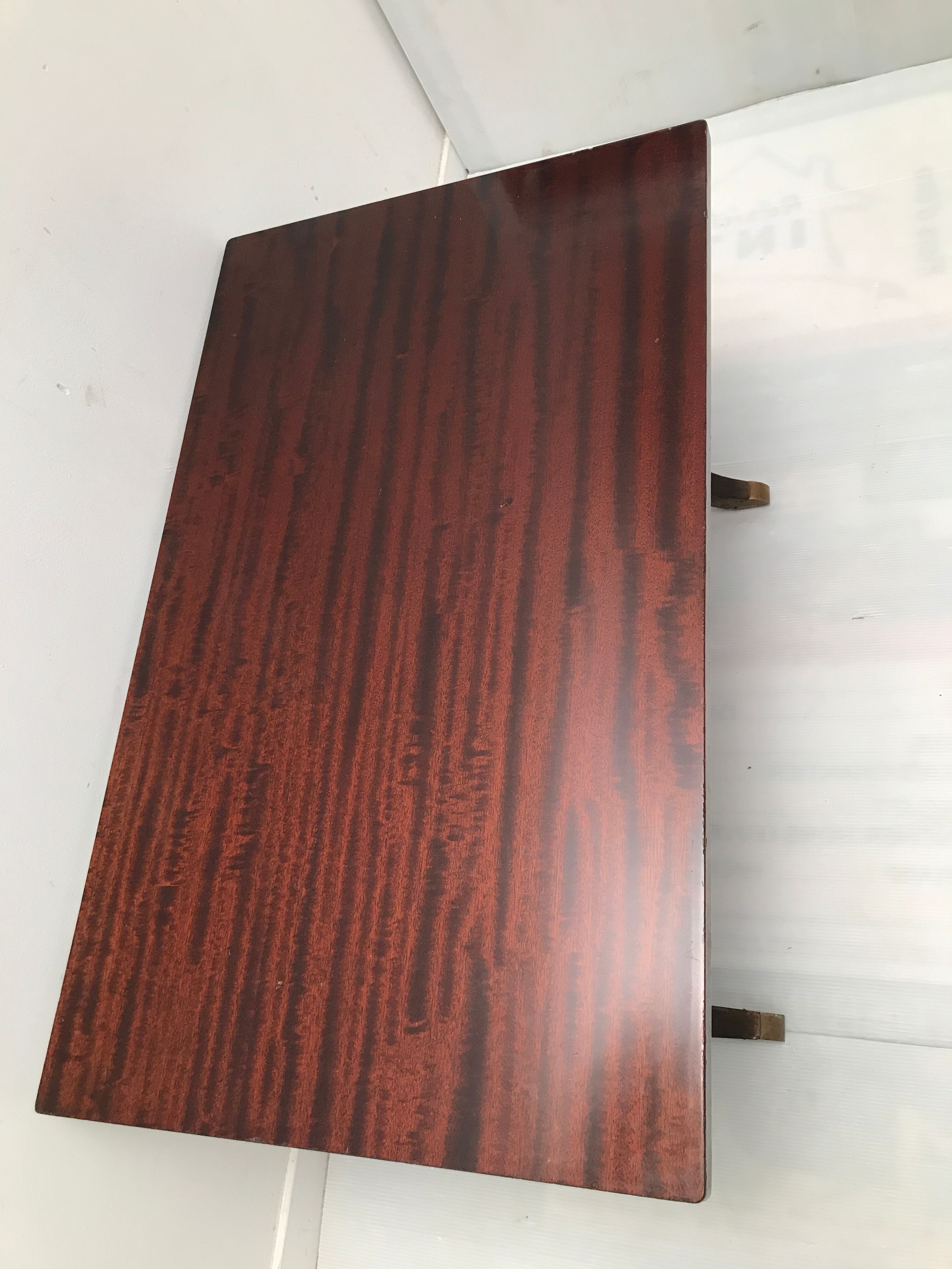 Empire style coffee table in wood veneer and brass