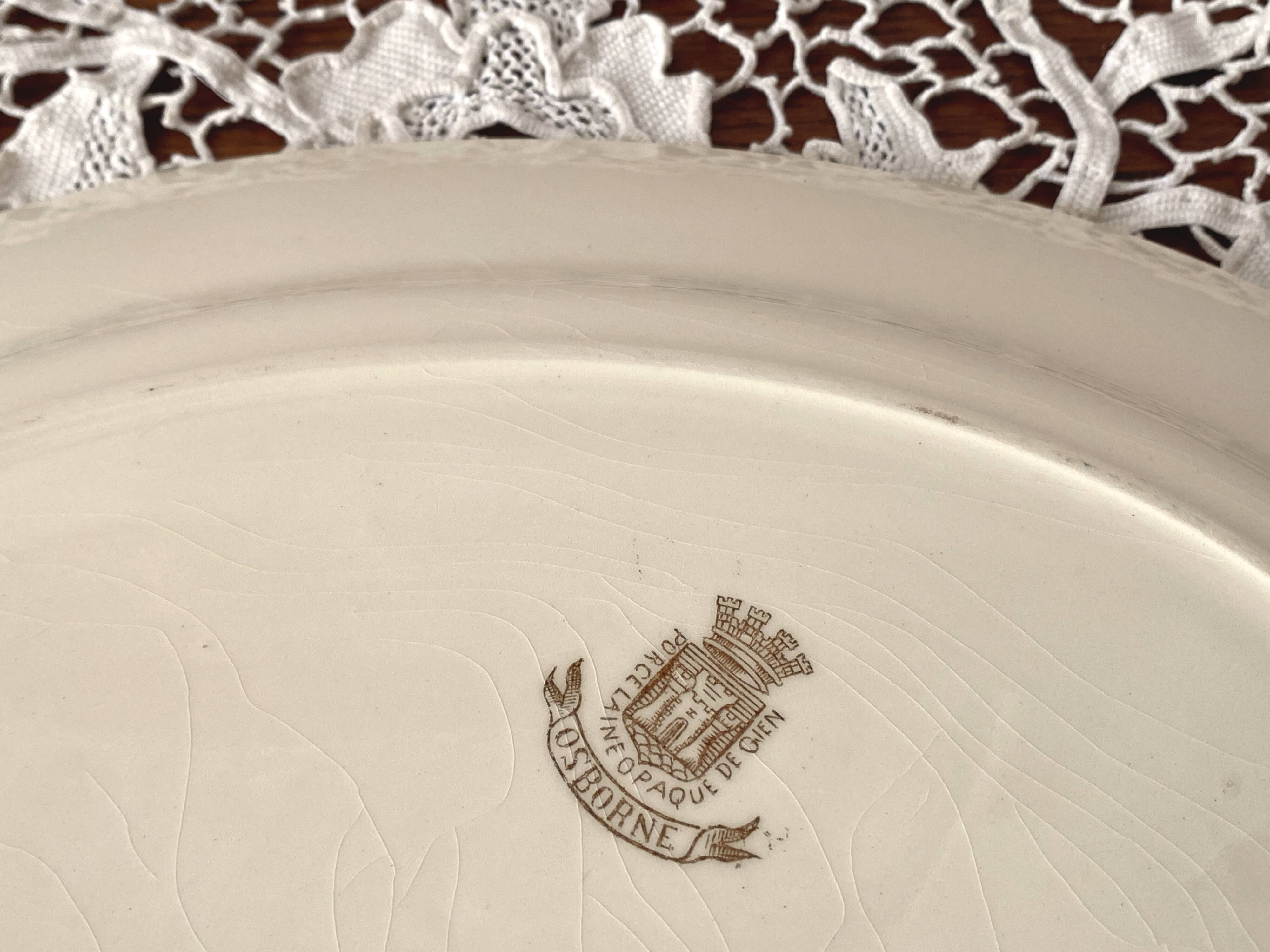 Oval serving dish in Terre de Fer Gien earthenware with Osborne Sepia decor
