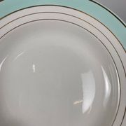 Set of 6 Lunéville soup plates, "Régence" model, water green and 4 lines
