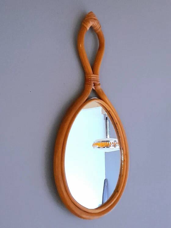 1960s rattan drop mirror