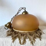 Amber polished glass and pearl suspension