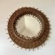 Vintage 1950s round wicker sun mirror