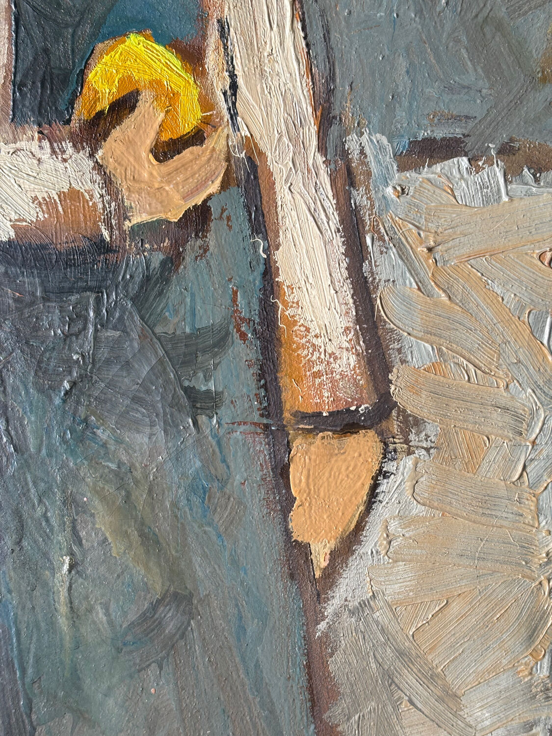 Oil on canvas "Young Girl with Fruit" 20th century, signed