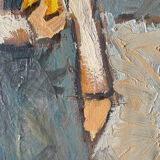 Oil on canvas "Young Girl with Fruit" 20th century, signed