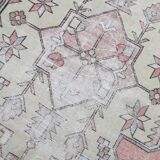 Tapis turc Antique en laine fait à la main, 4x9 nuances de rouge et jaune, 129x267Cm