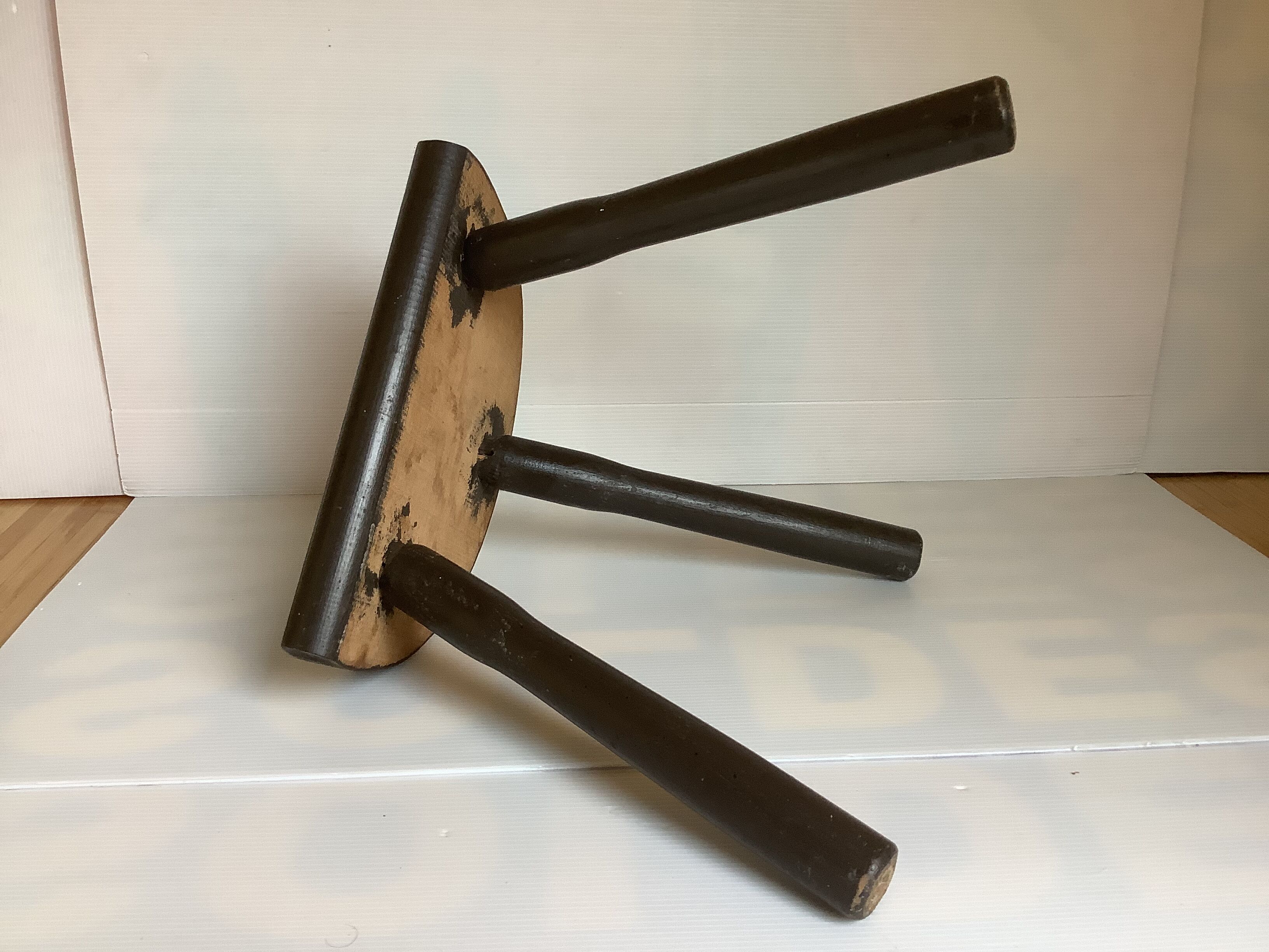 Tripod farm stool painted wood