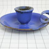 Candleholder in blue enamel