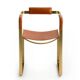 Armchair, Aged Brass Steel and Natural Tobacco Saddle Leather, Contemporary Style
