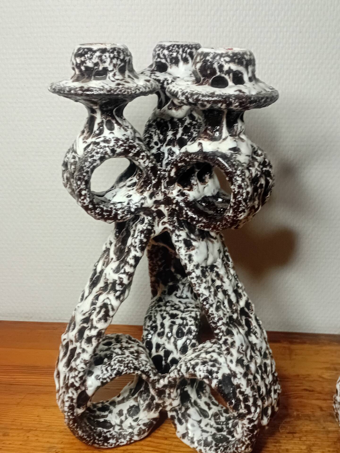 Marius Giuge artist pottery Vallauris 2 candlesticks