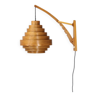 Lampe murale en bois des années 1960 par Pokrok Zilina, Tchécoslovaquie