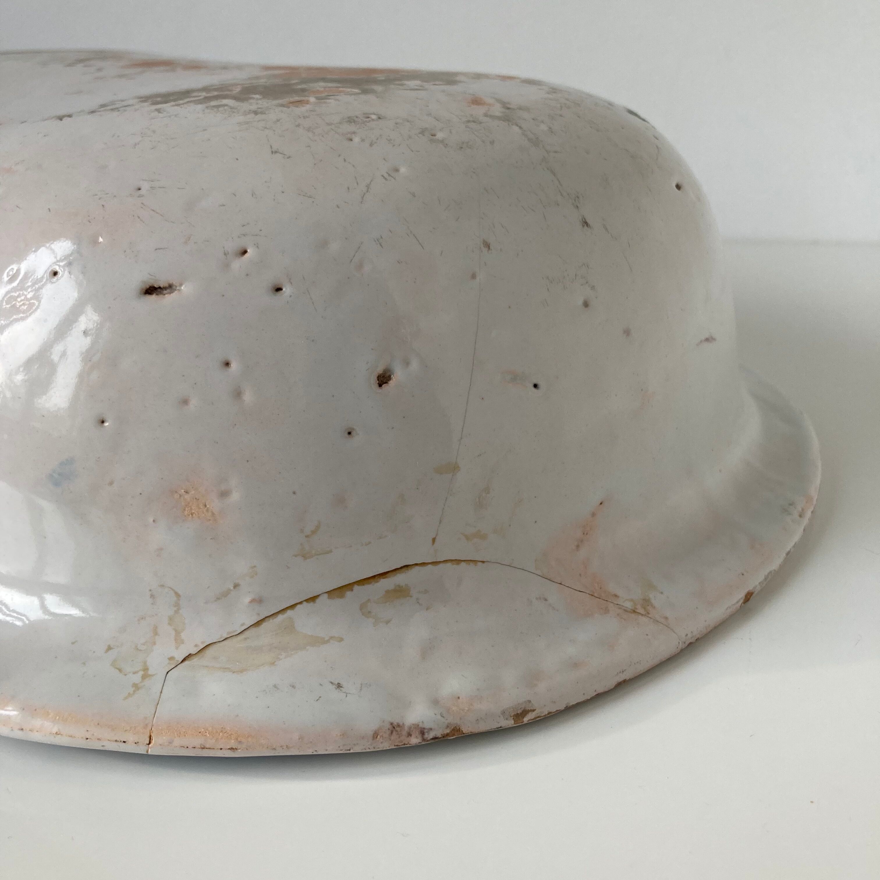 Large fruit cup in Rouen earthenware with blue and brown floral decoration p