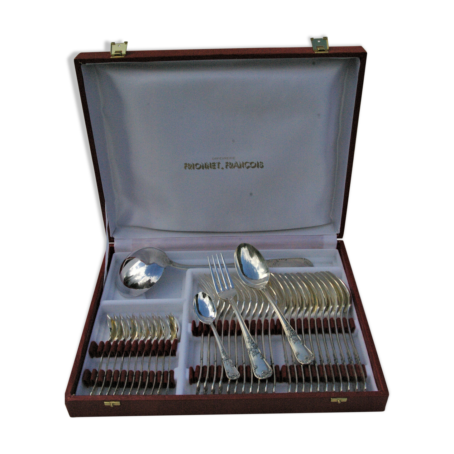 Silver metal housewife 37 pieces louis XV Marly style