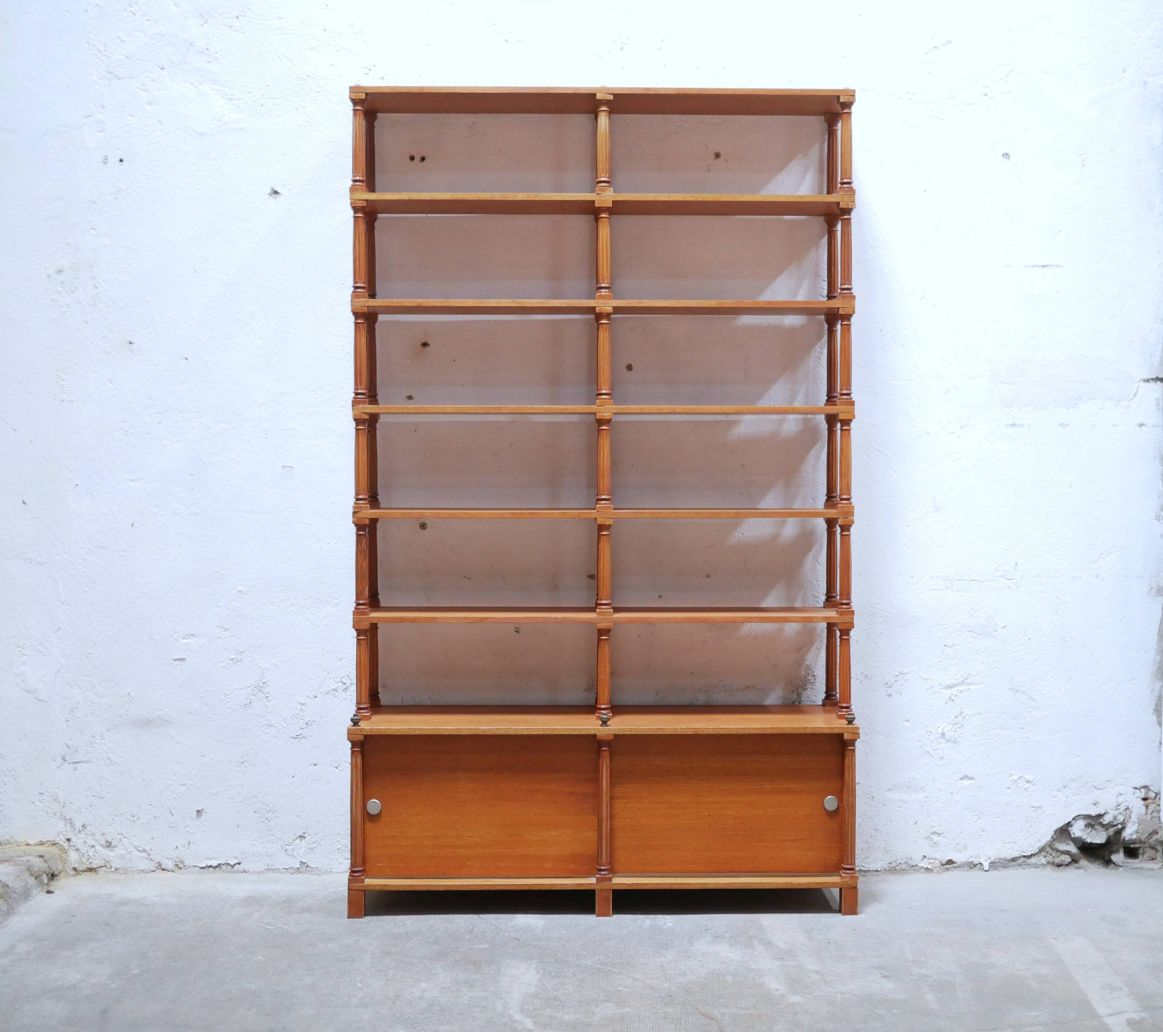 Vintage wooden bookshelf library