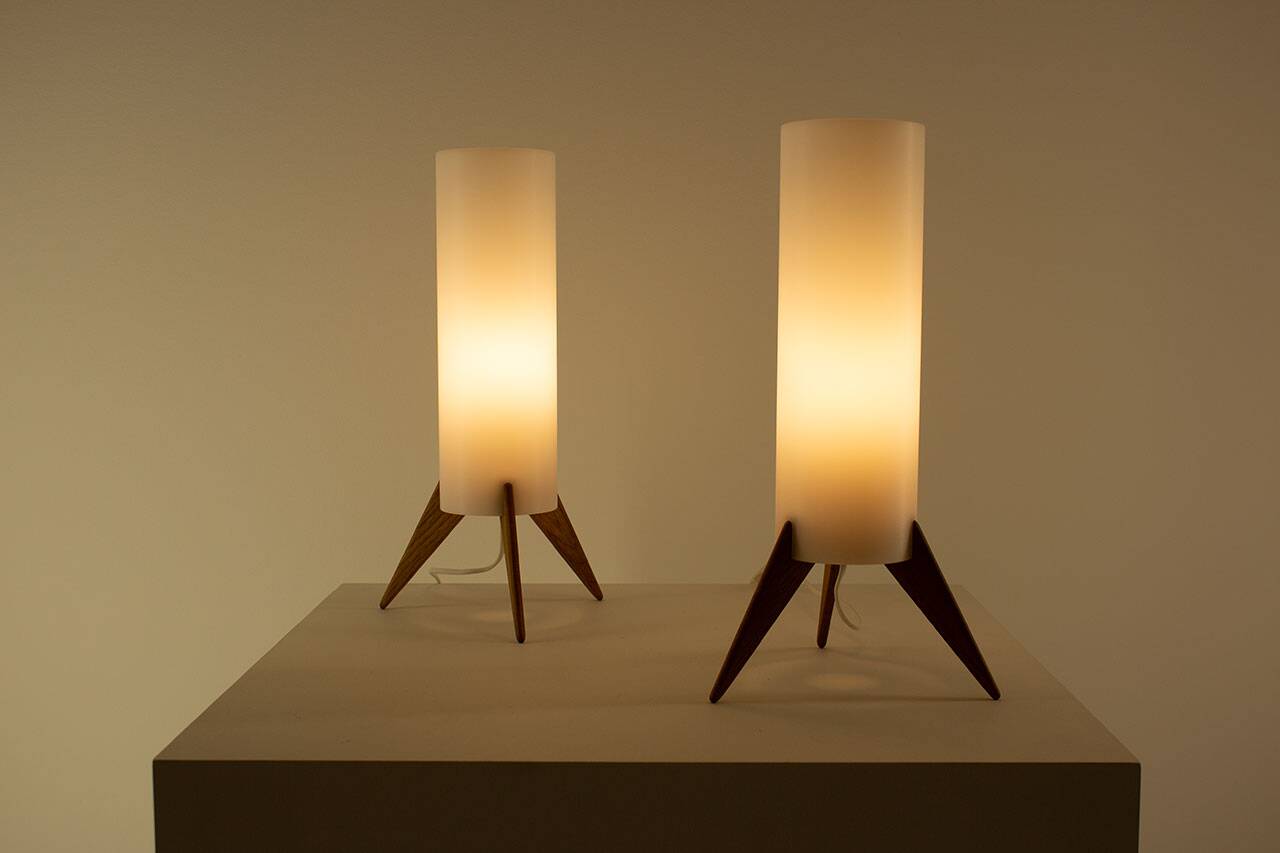 Pair of Raketen table lamps by Luxus, Sweden, 1960s