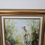 Oil on Canvas - Statue in a Park Signed Devaud