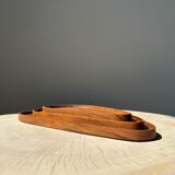 Trio of rounded triangular shaped trays or cups in monoxyl teak