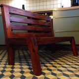 Banquette 1950 en pin à lattes