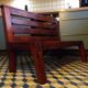 Banquette 1950 en pin à lattes