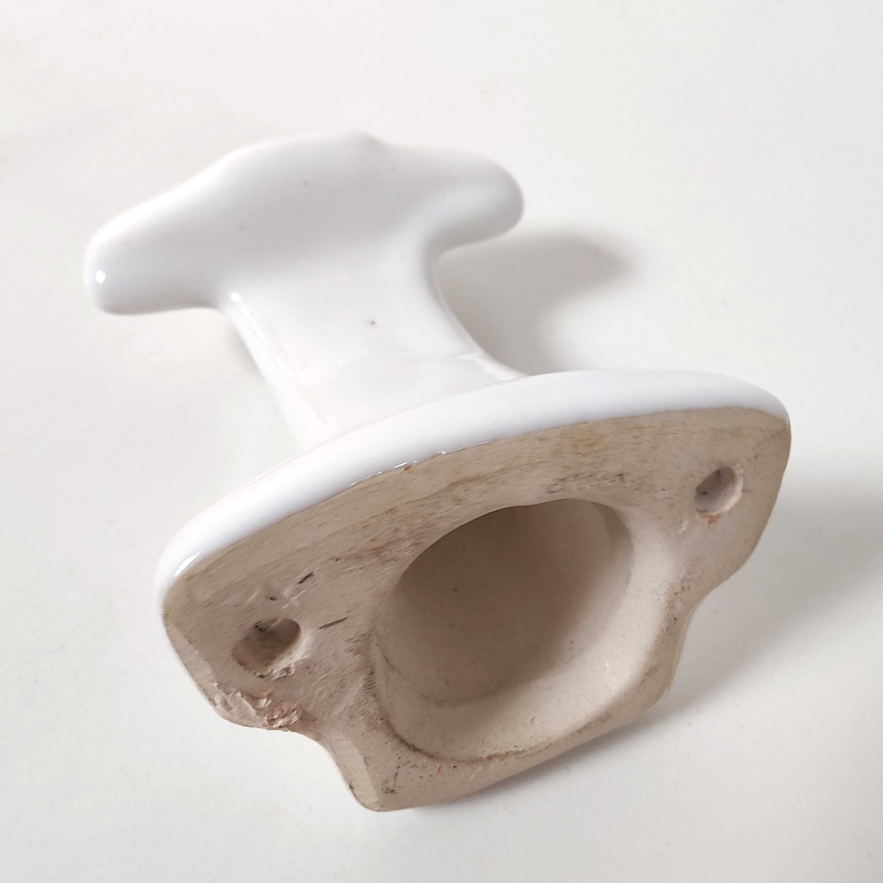 Coat rack hook in white art deco porcelain