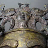 Vintage bronze African mask from Bamoun, Cameroon.