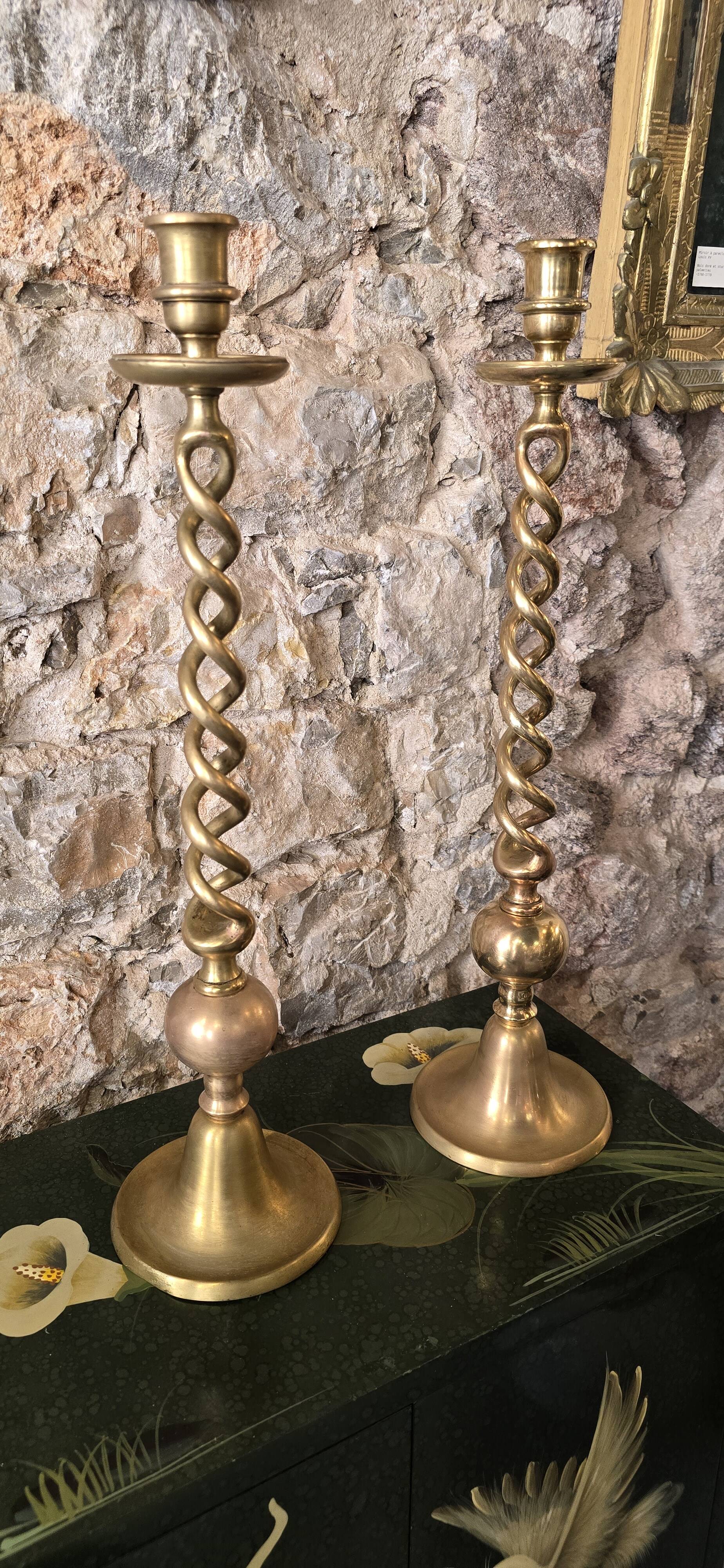 5 Pair of gilt bronze candlesticks, 19th century - 59 cm