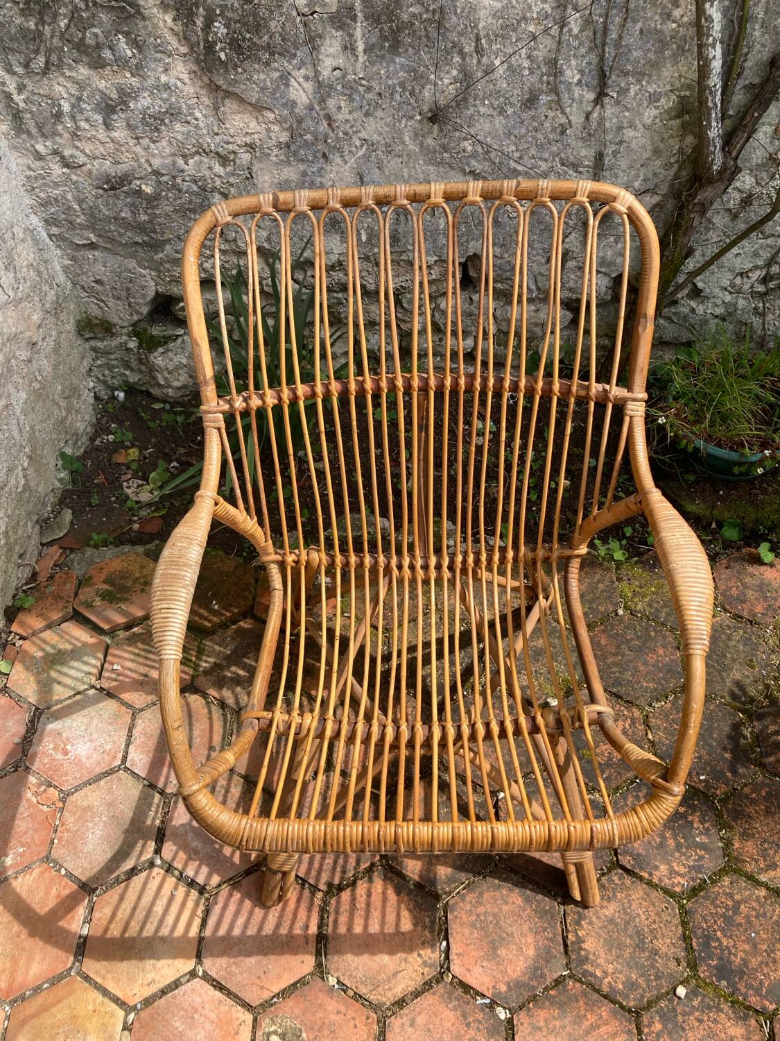 Vintage rattan armchair